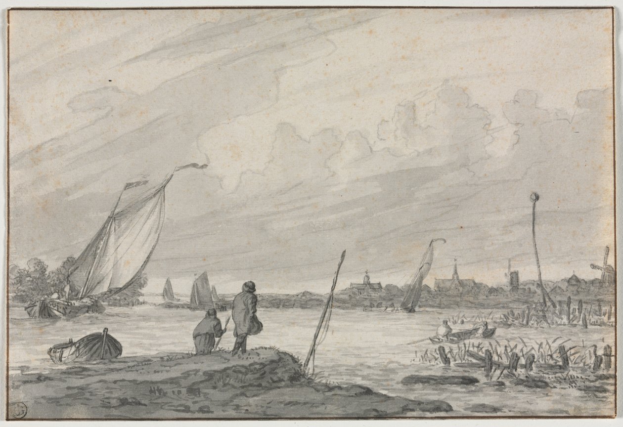 Uitzicht op Alkmaar met Boten door Unknown artist