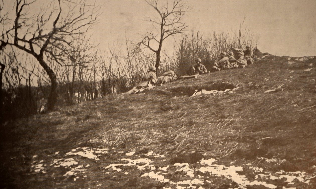 Franse troepen op een helling door Unknown photographer
