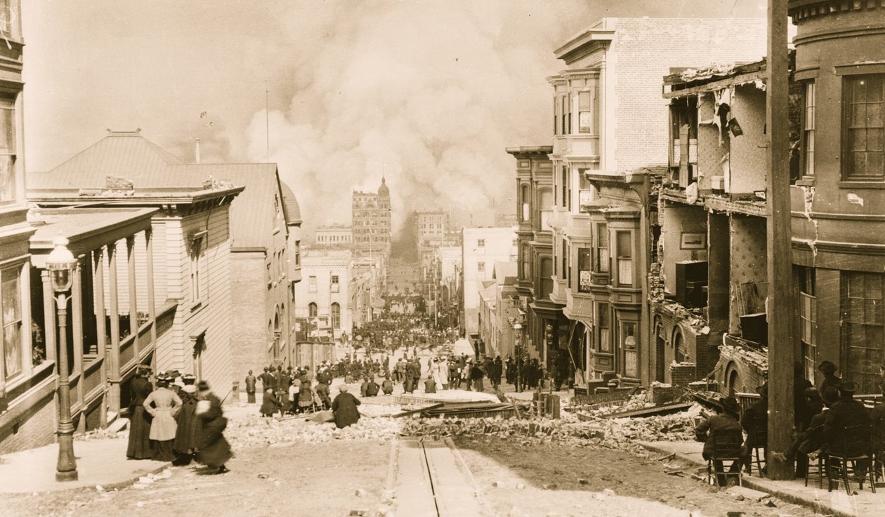 Aardbeving en brand in San Francisco door Unknown photographer
