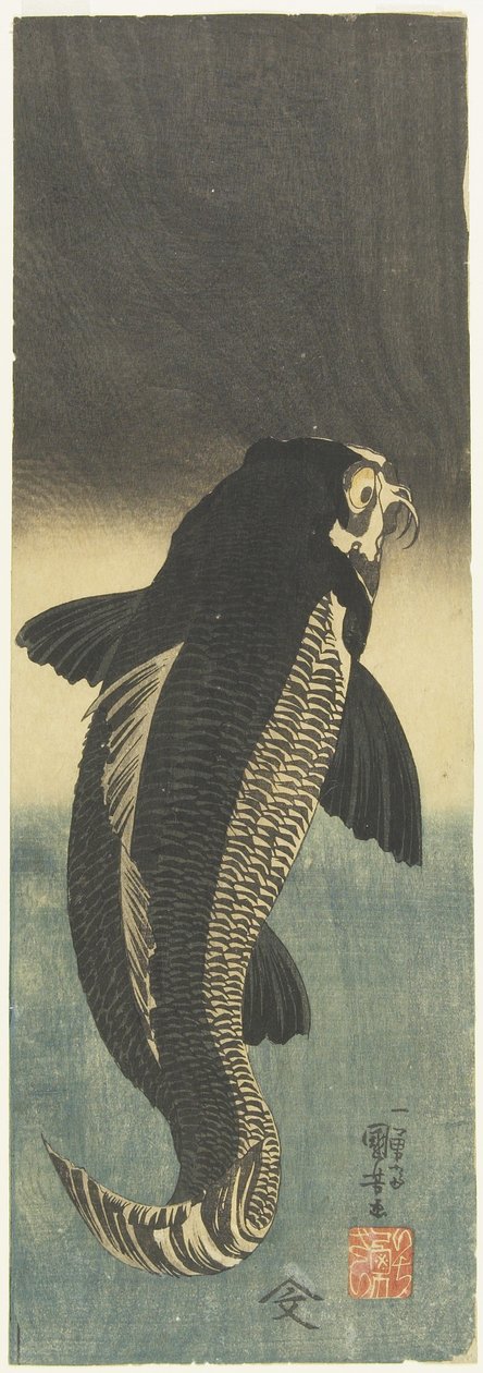 Zwarte karper, c. 1842 door Utagawa Kuniyoshi