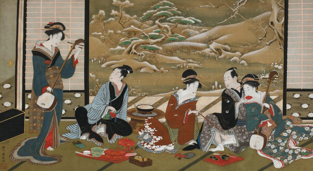 Een Winterfeest door Utagawa Toyoharu