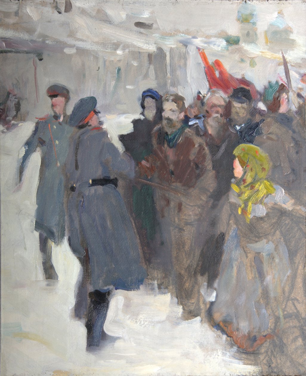 Revolutionaire demonstratie door Valentin Aleksandrovich Serov