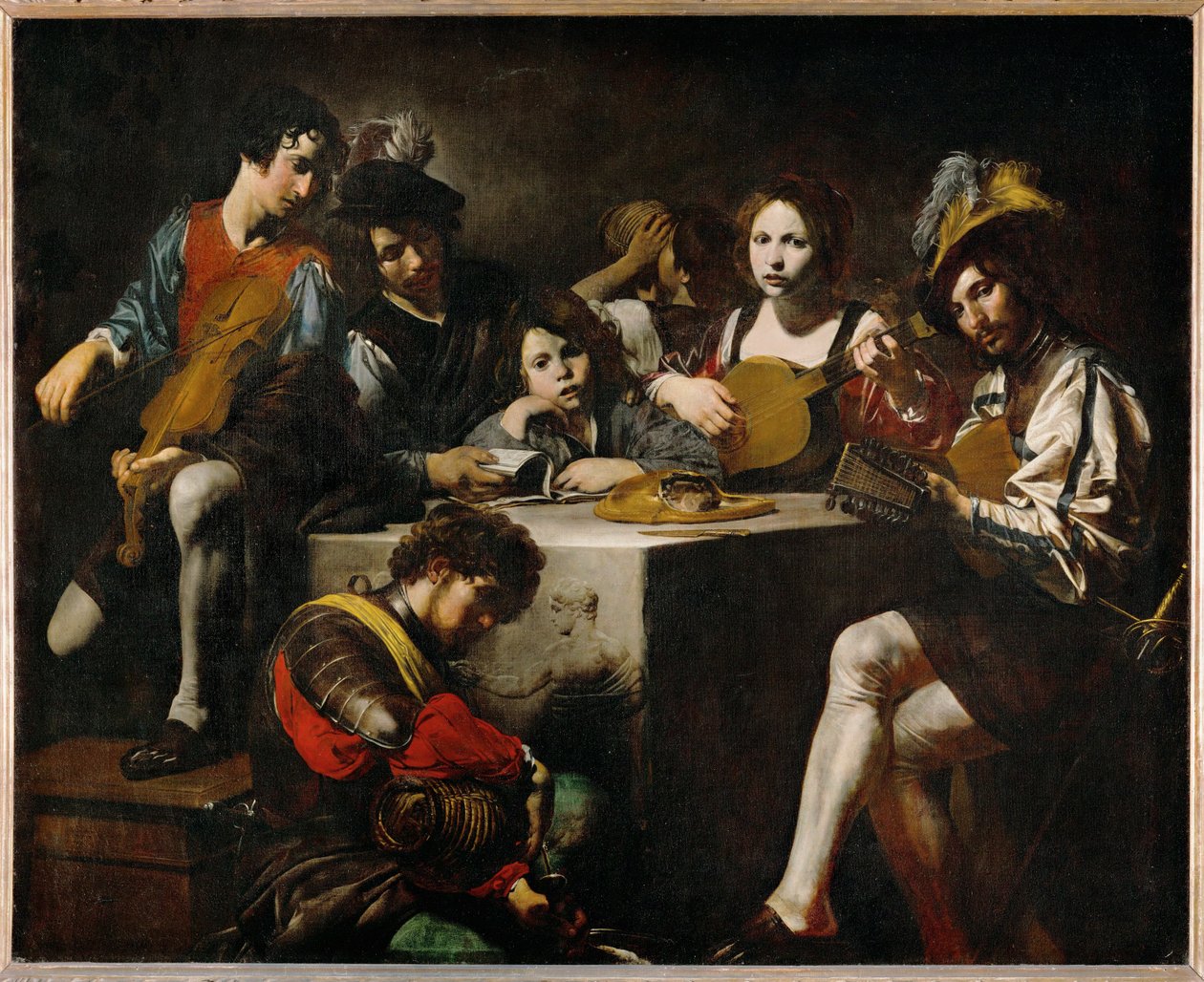 Concert in bas-reliëf - Het concert ... door Valentin de Boulogne
