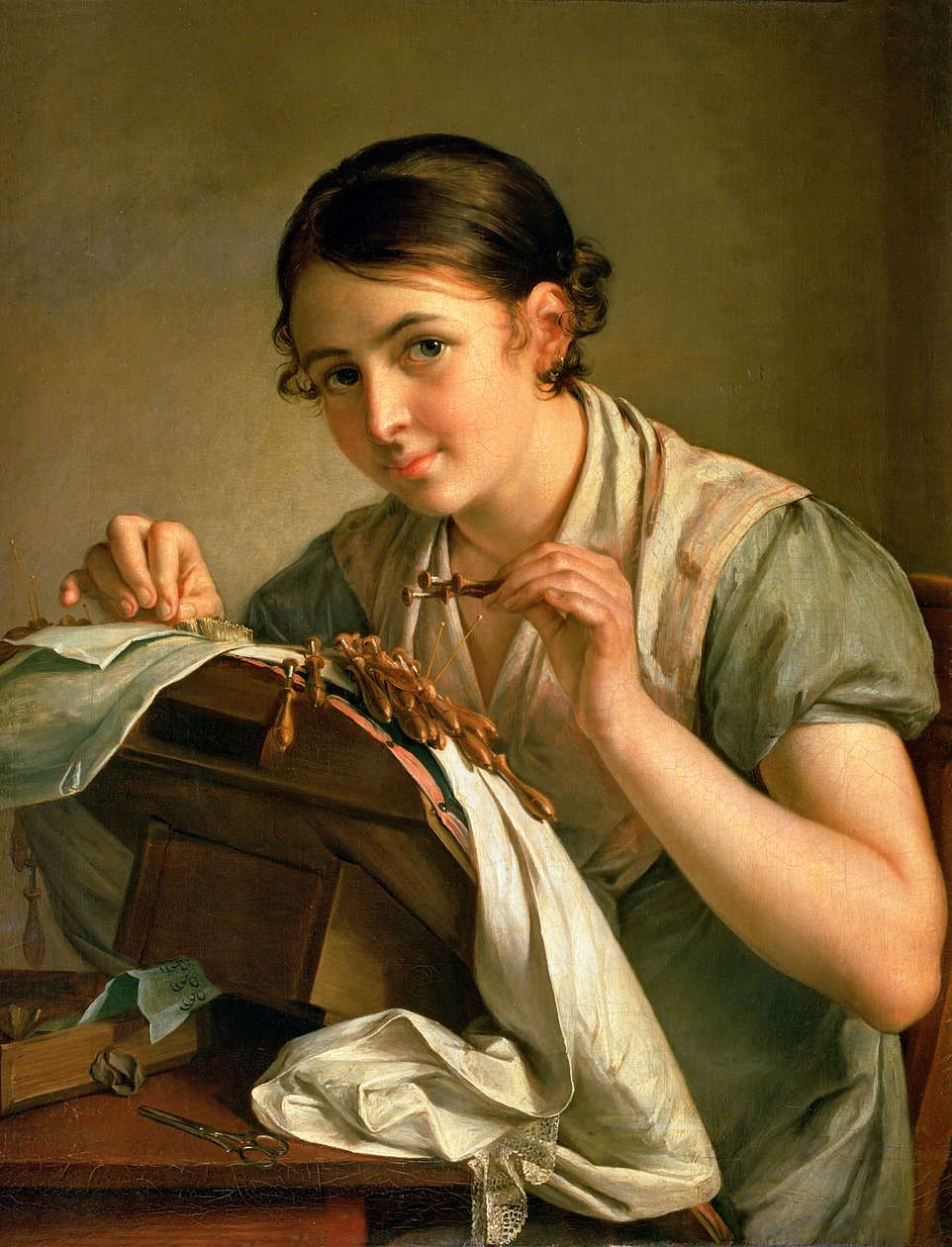 De Kantwerkster, 1823 door Vasili Andreevich Tropinin