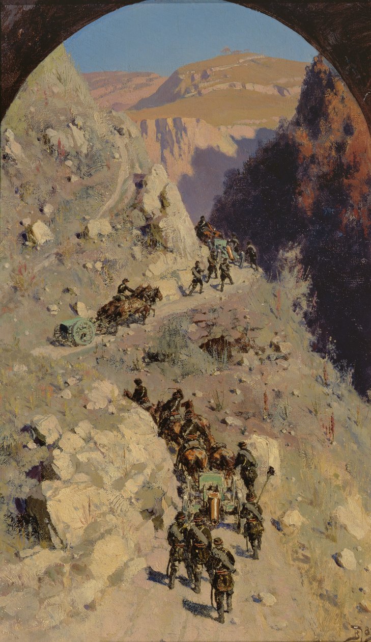 Artillerie in de Kaukasische bergen, 1883 door Vasilij Dmitrievich Polenov