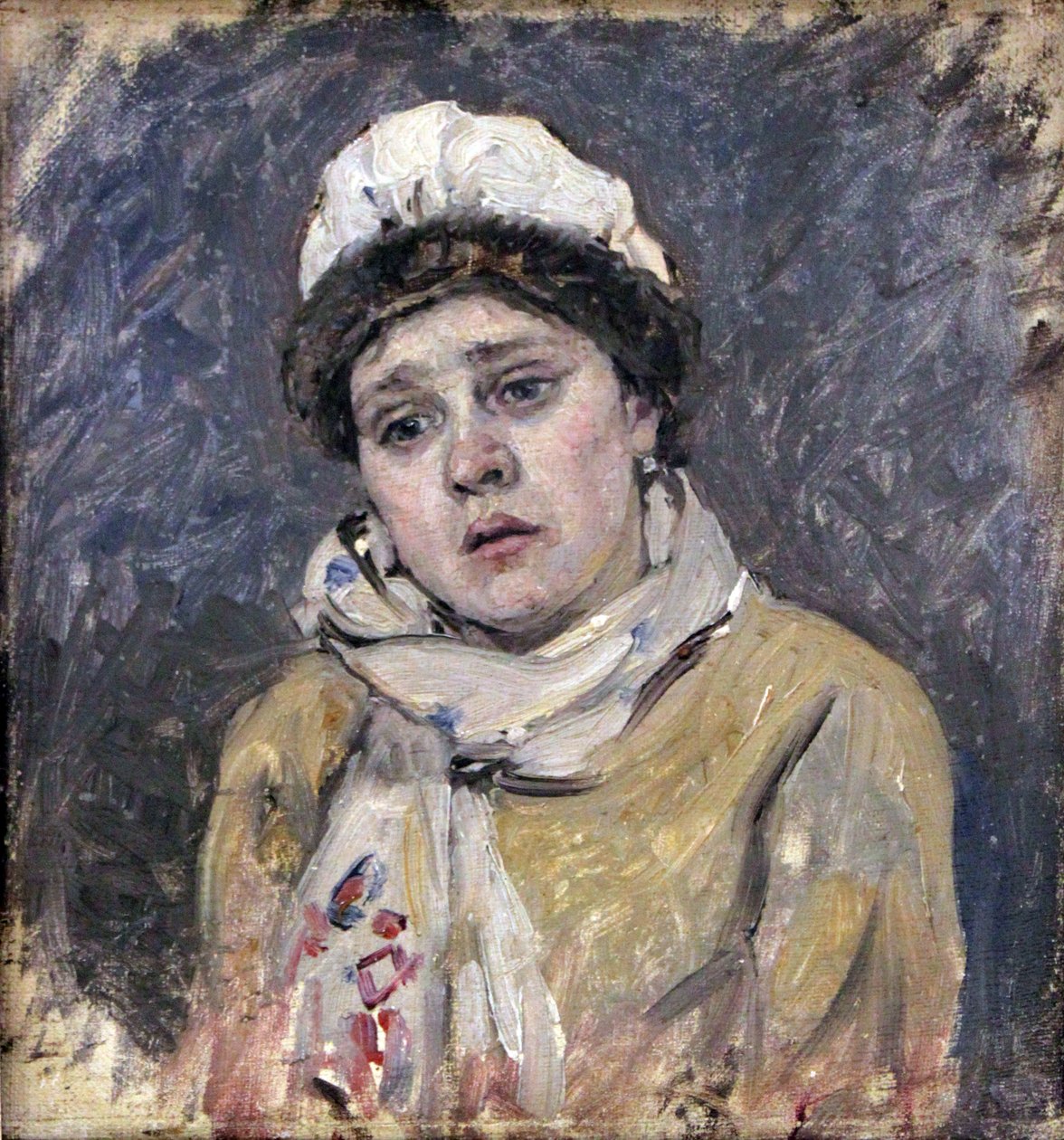 Vrouw van de bebaarde boogschutter Studie voor het schilderij ochtend van de executie van de Strelitz, 1881 door Vasilij Ivanovic Surikov