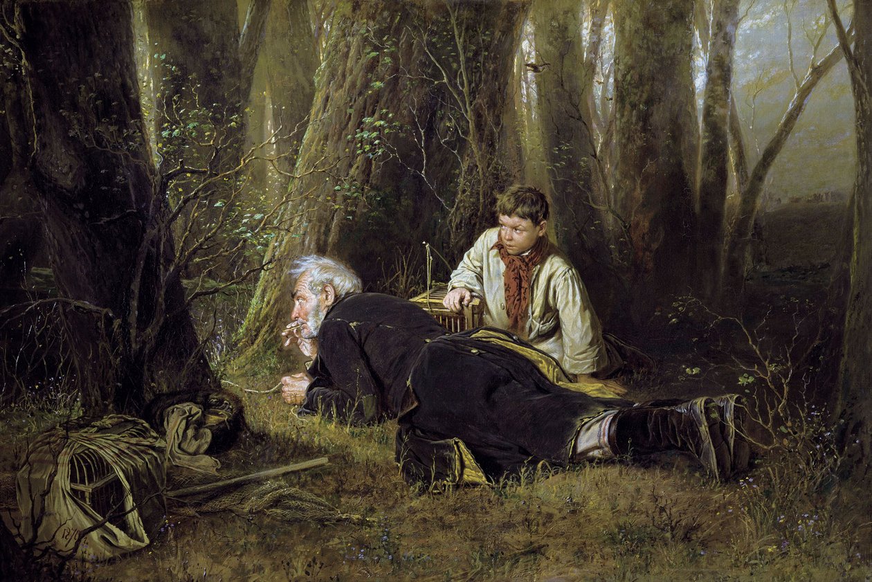 Vogelvanger, 1870 door Vasily Perov