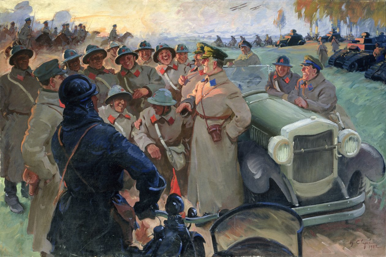 Kliment Voroshilov (1881-1969) op manoeuvres door Vasily Semyonovich Svarog
