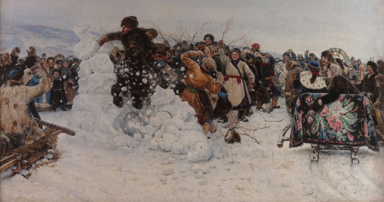 Een sneeuwstad innemen door Vasily Surikov