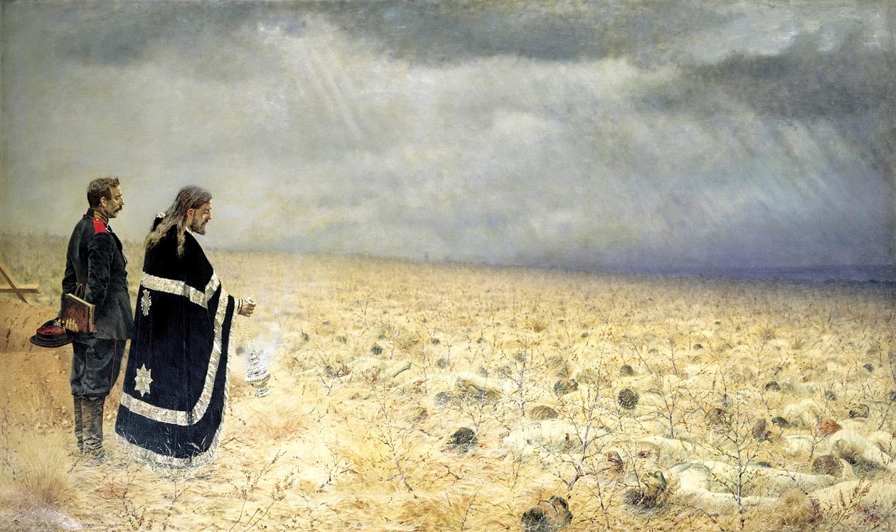 De Overwonnenen, Requiem, c1877-c1878 door Vasily Vereshchagin