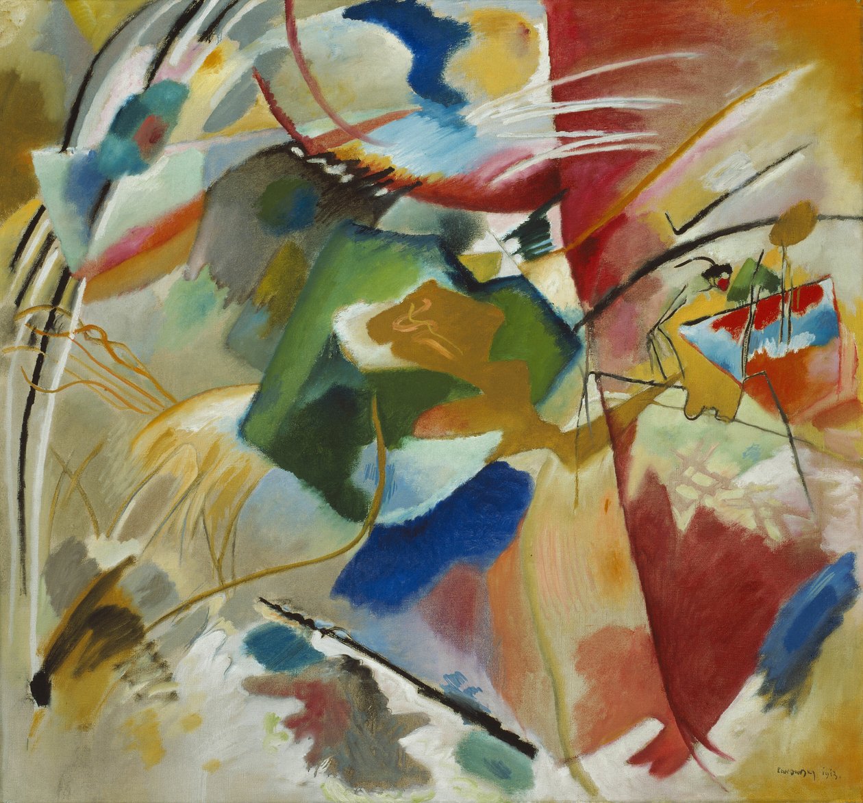 Schilderij met groene kern, 1913 door Wassily Kandinsky