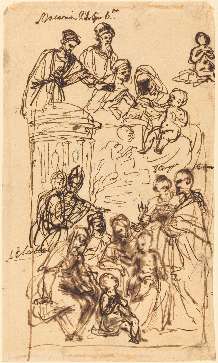 De Madonna en Kind met heiligen door Venetian 17th Century