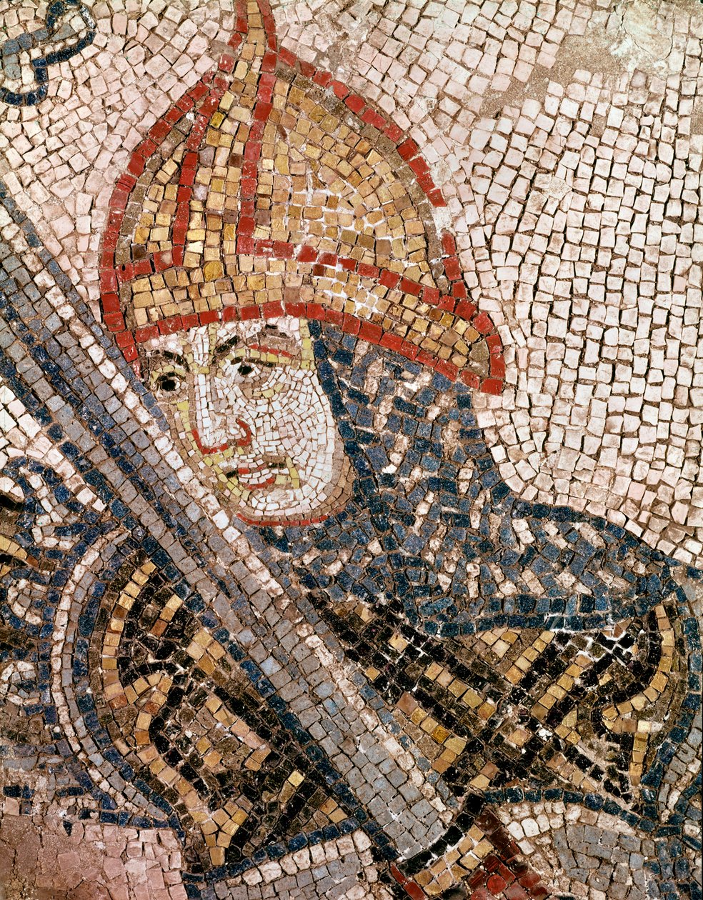 Hoofd van een soldaat (mozaïek detail) door Veneto Byzantine School