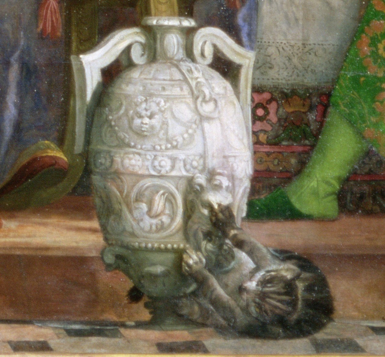 Kat en vaas (detail) door Paolo Veronese