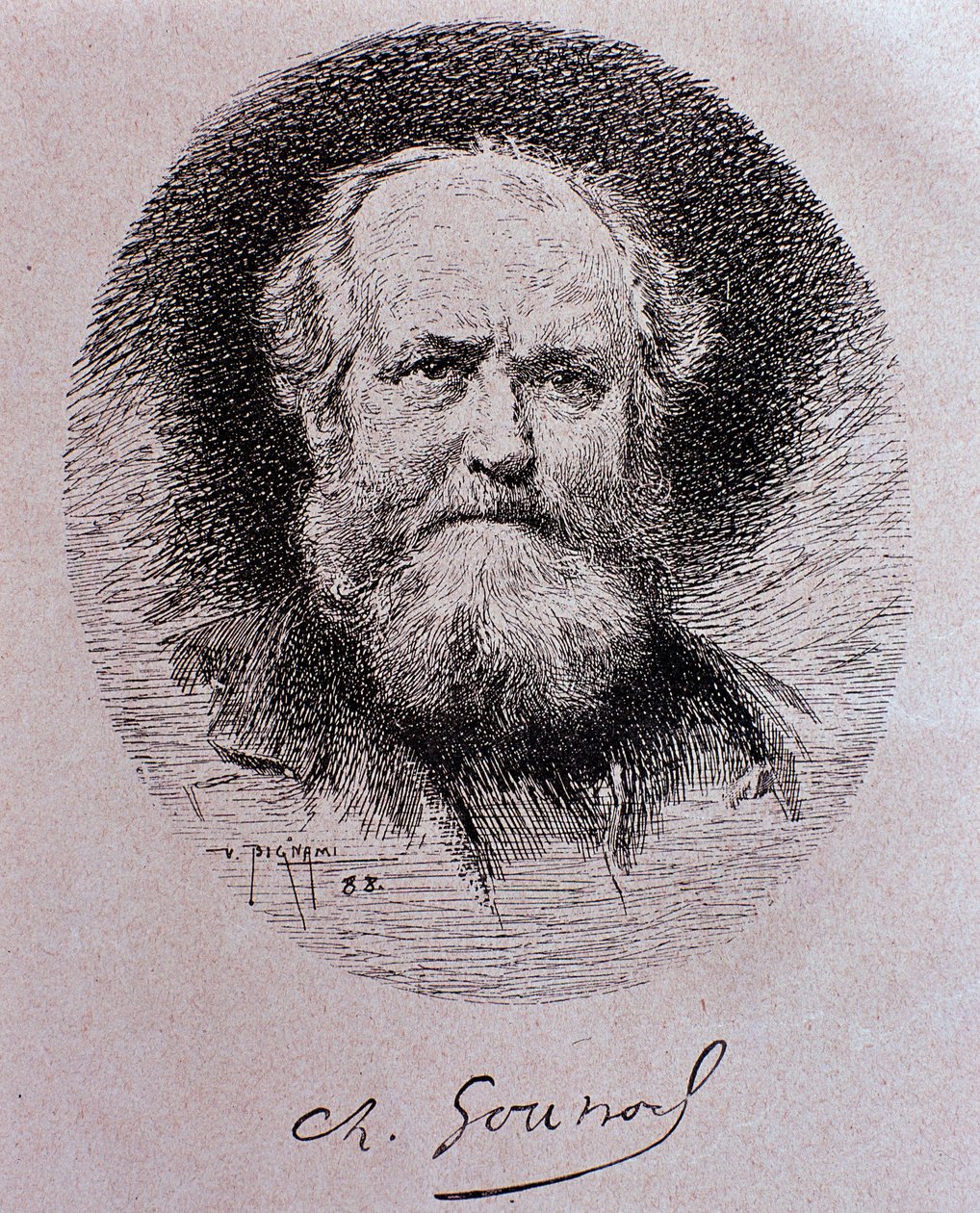 Portret van Charles Gounod (tekening) door Vespasiano Bignami