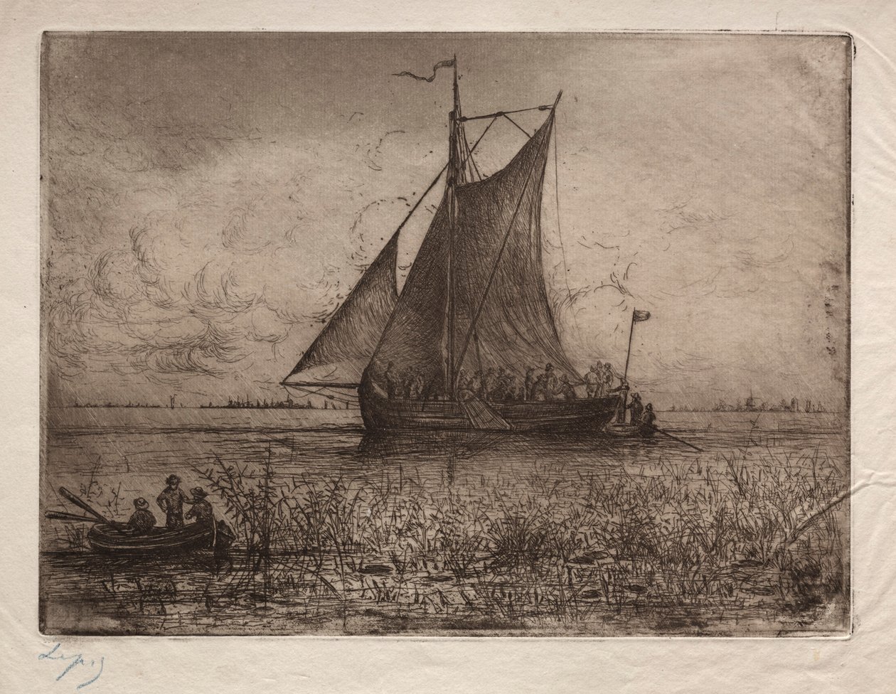 Nederlands rivierenlandschap door Vicomte Lepic Ludovic Napoléon