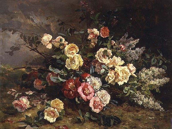 Stilleven met bloemen door Victoire Leclaire