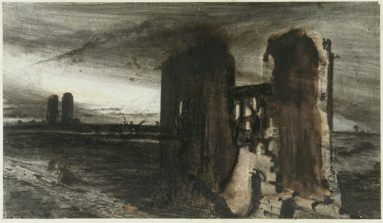 Ruïnes in een landschap, 1870 door Victor Hugo