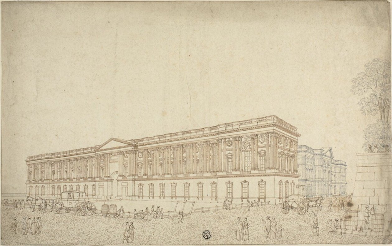 De zuilengang van het Louvre door Victor Jean Nicolle