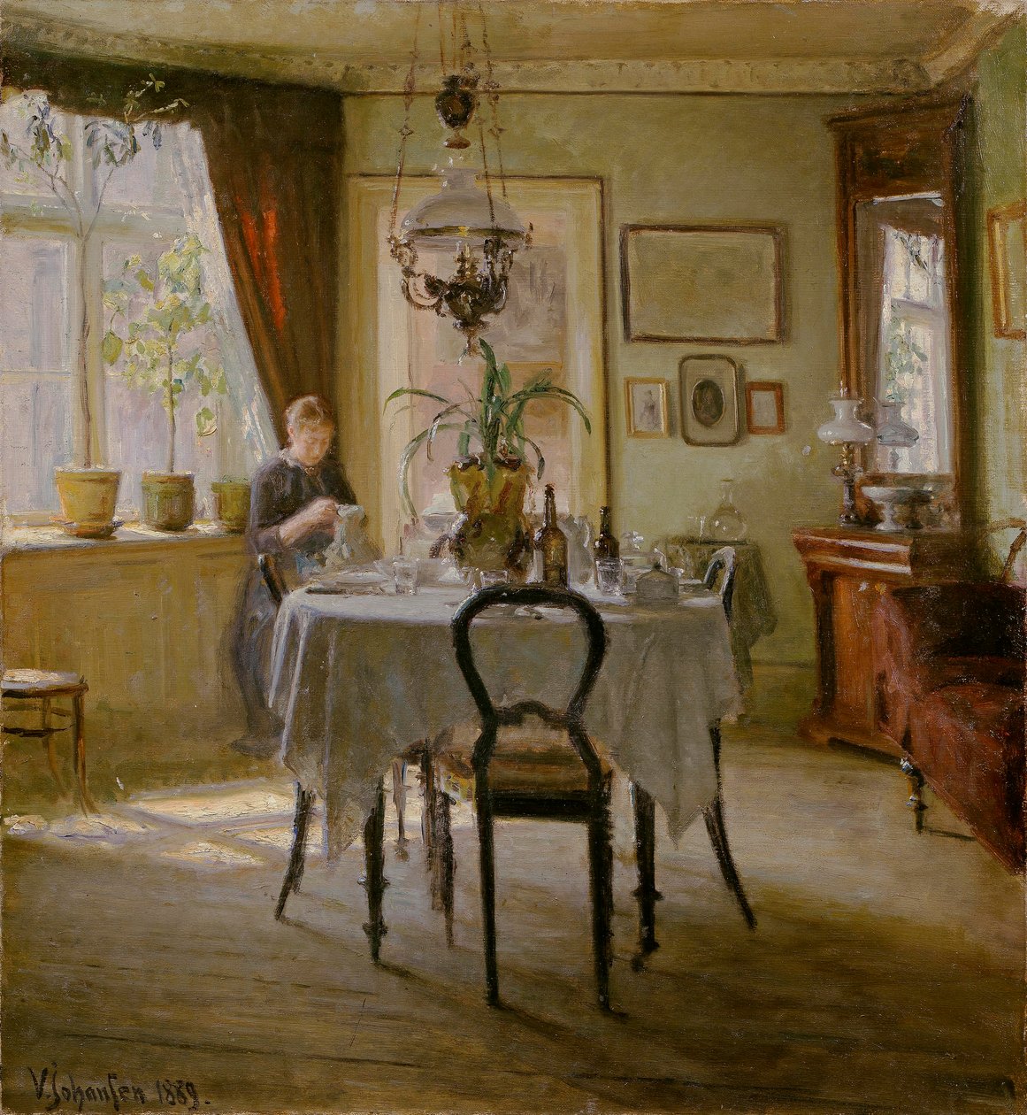 Zonlicht in de eetkamer, 1889 door Viggo Johansen