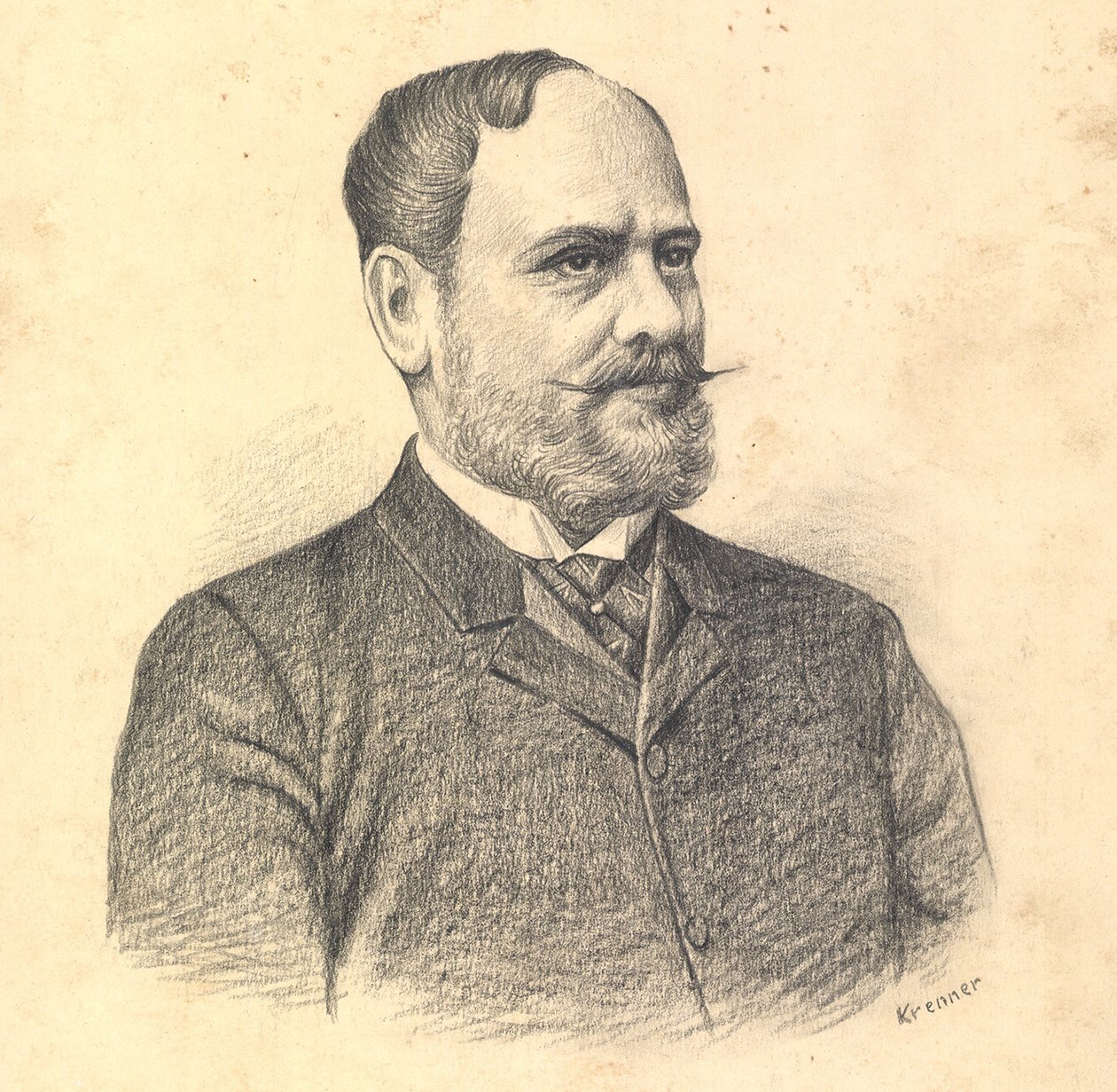 Portret van Gabor Baross door Viktor Tardos Krenner