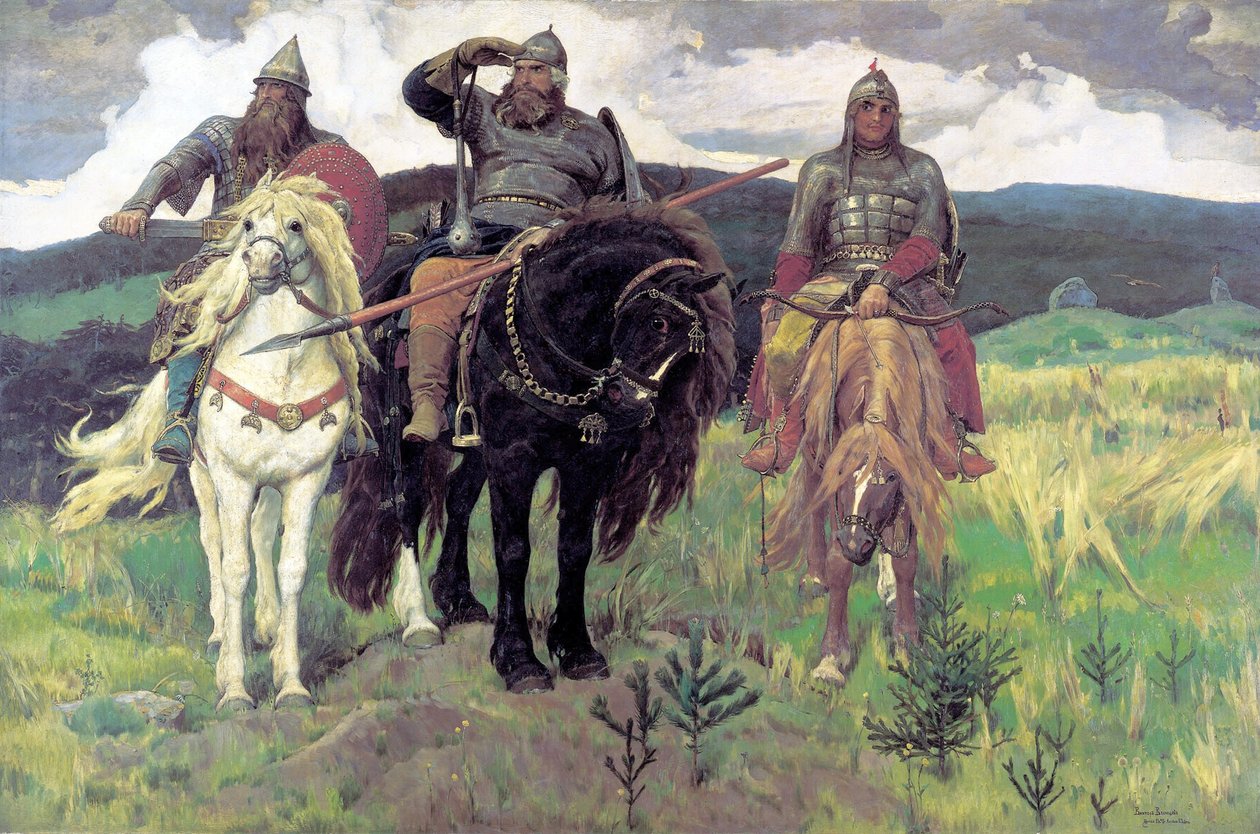 De drie Bogatyr door Viktor Mikhaylovich Vasnetsov