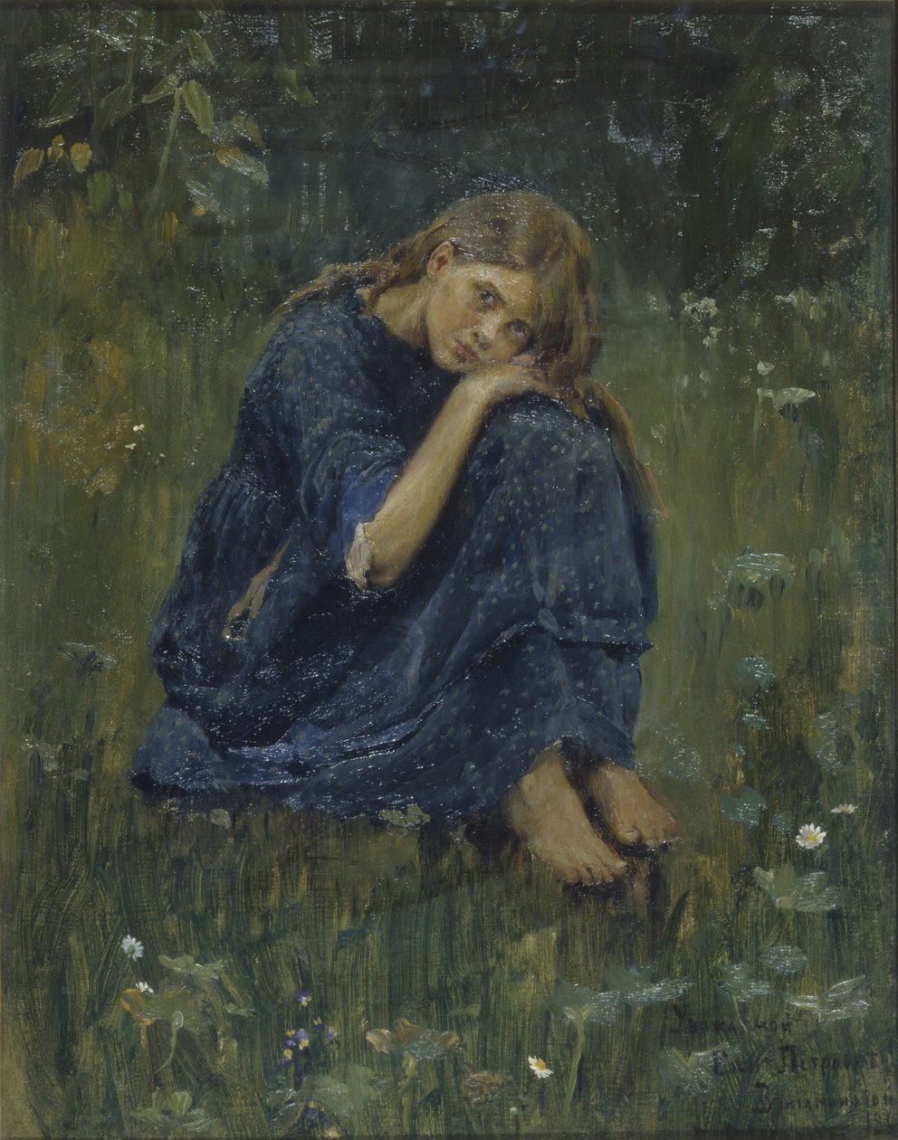 Alyonushka Studie, 1881 door Viktor Mikhaylovich Vasnetsov