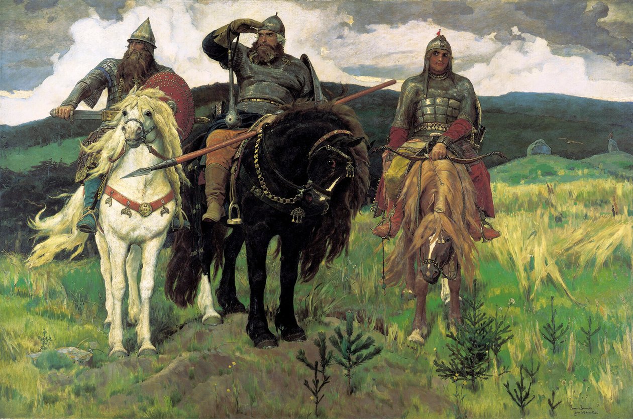 Bogatyrs, 1898 door Viktor Mikhaylovich Vasnetsov