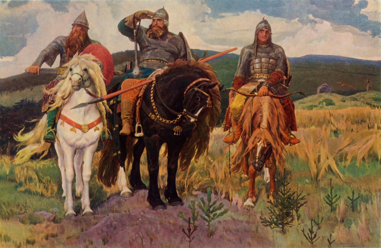 De krijgers door Viktor Mikhaylovich Vasnetsov