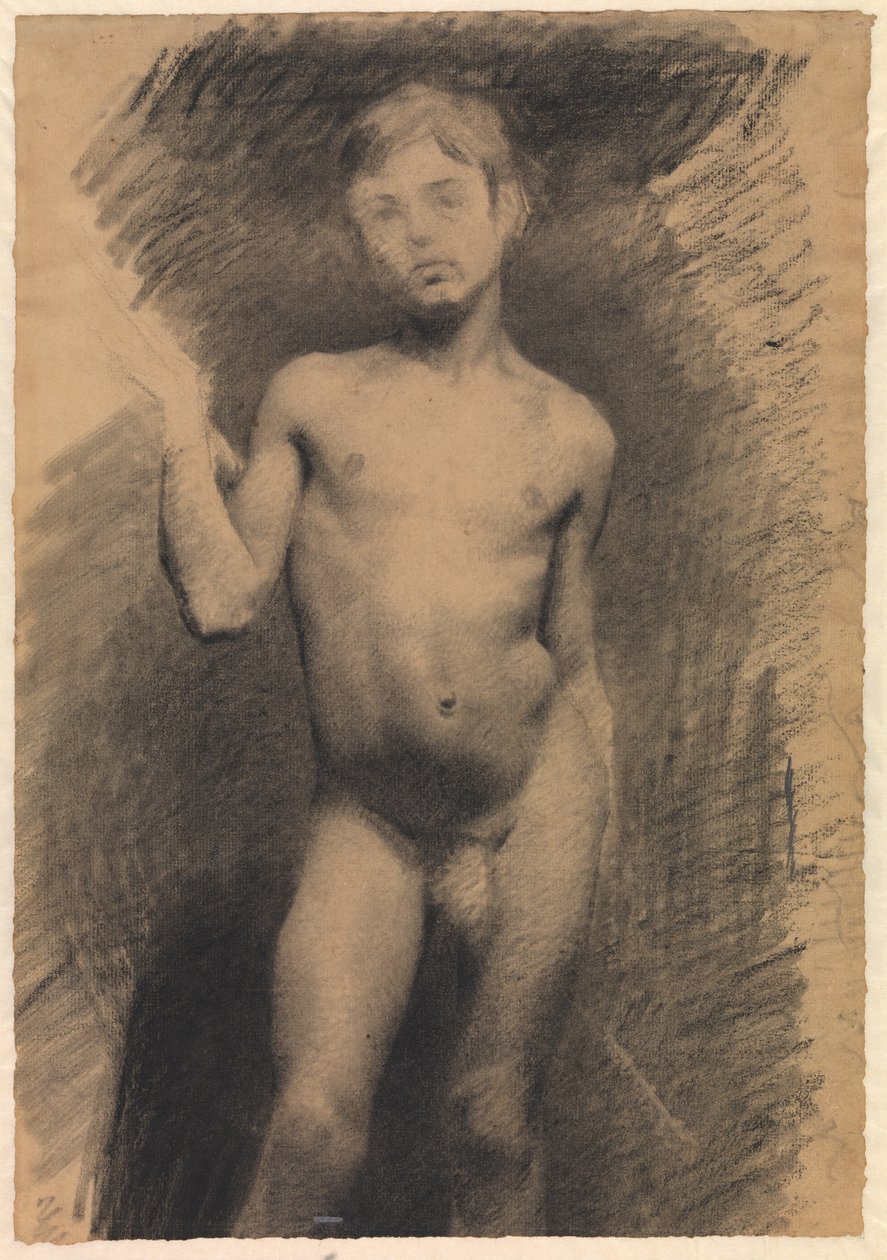 Staande naakte jongen. Modelstudie door Vilhelm Hammershøi