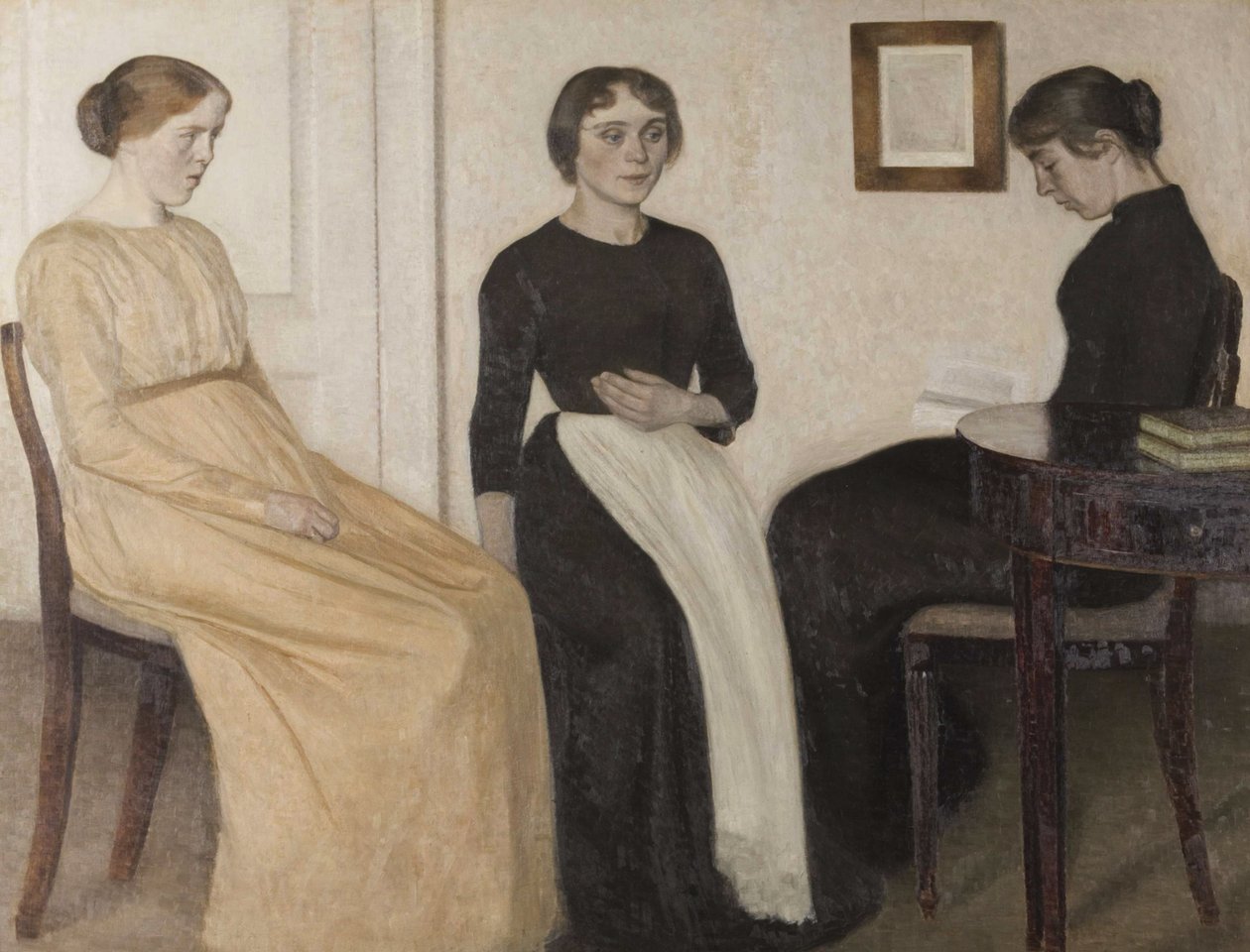 Drie jonge vrouwen door Vilhelm Hammershøi