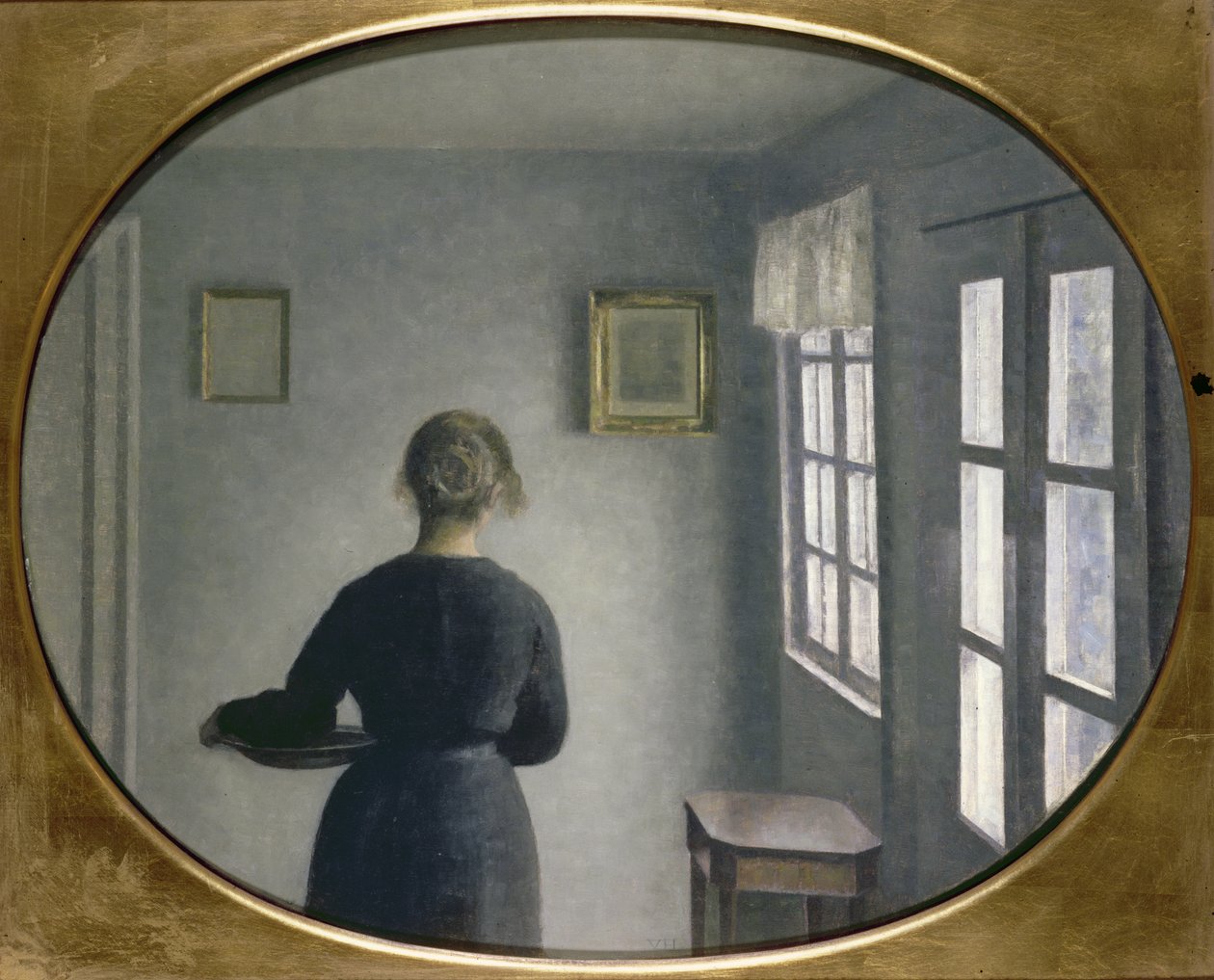Interieur, 1910 door Vilhelm Hammershoi