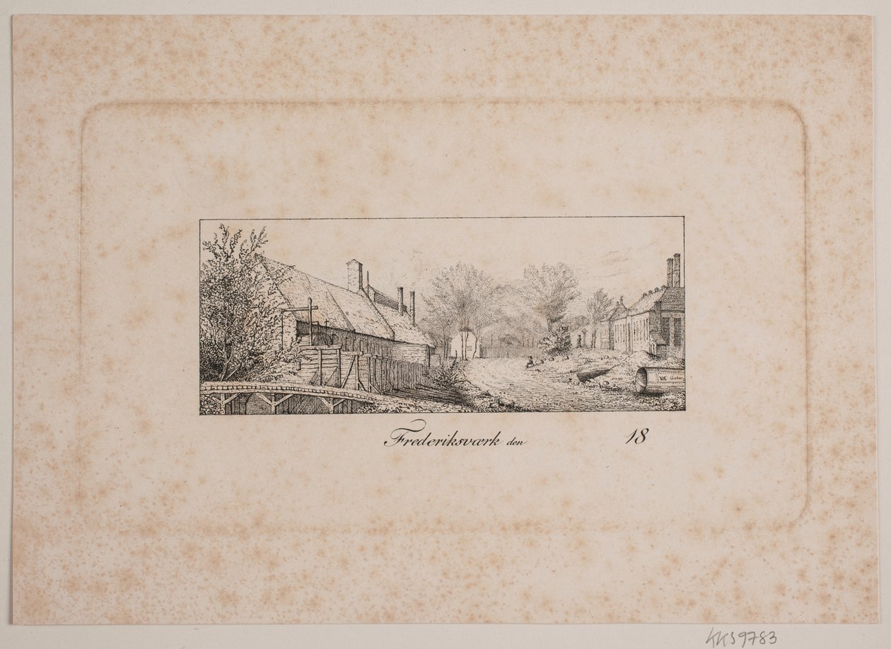 Straatbeeld in Frederiksværk door Vilhelm Kyhn