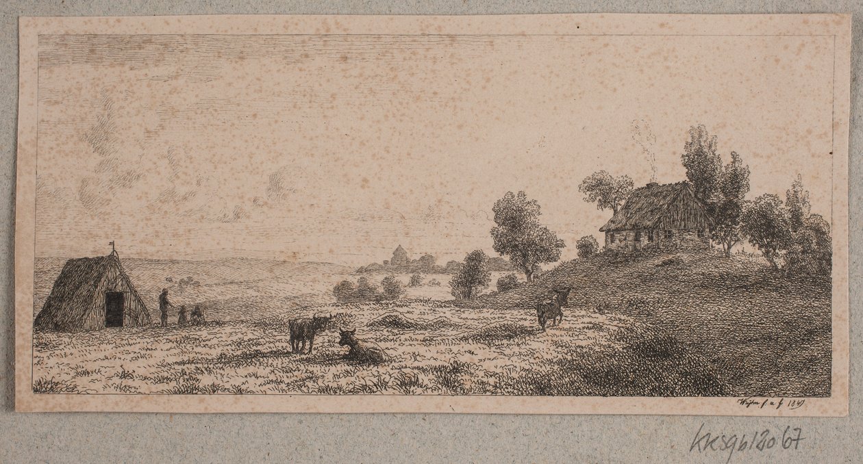 Landschap met een boerderij en een hut door Vilhelm Kyhn