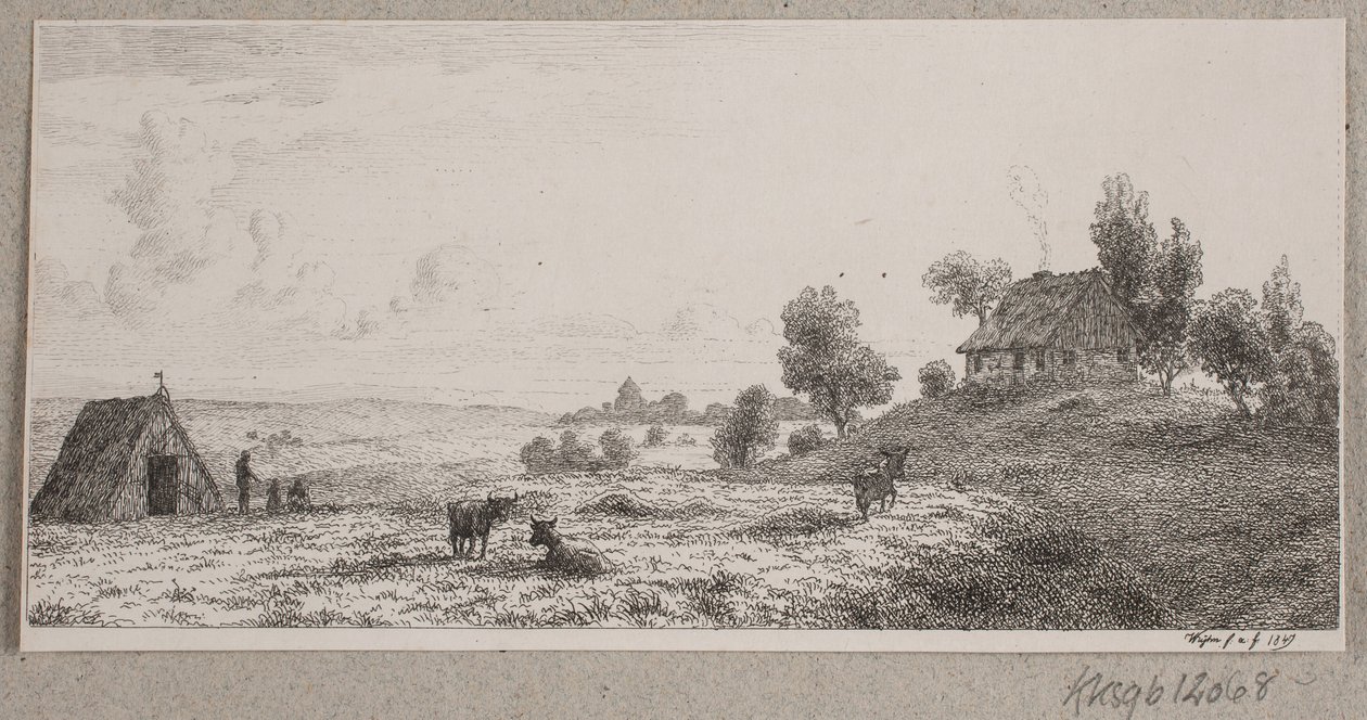 Landschap met een boerderij en een hut door Vilhelm Kyhn
