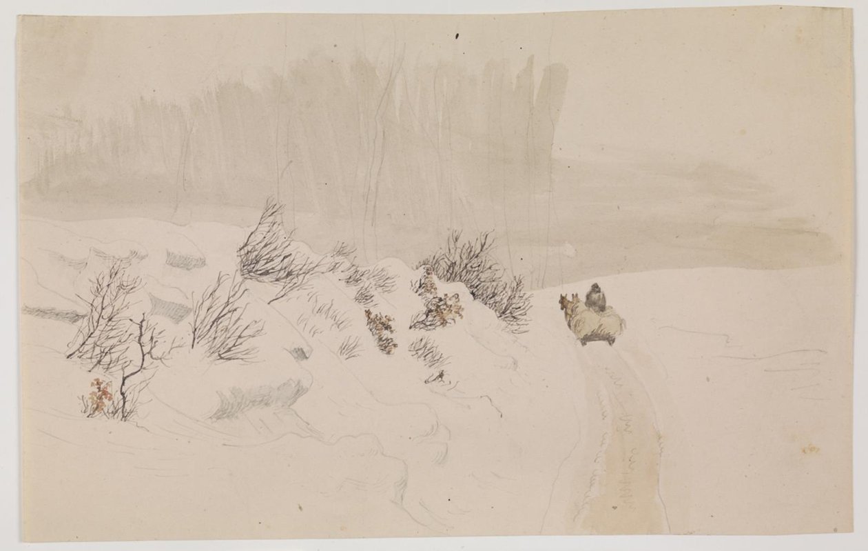 Winterlandschap met slee door Vilhelm Kyhn