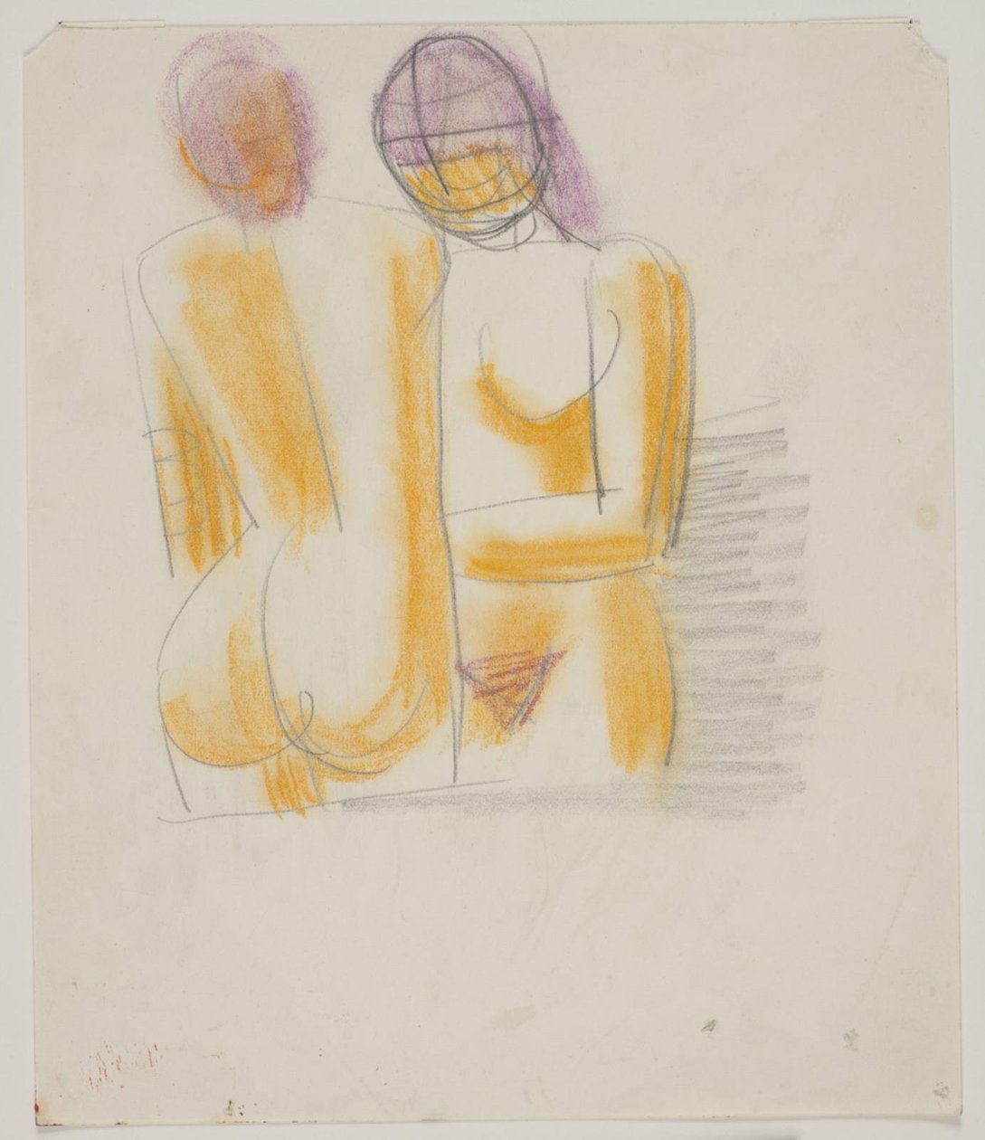 Compositiestudie met 2 staande, naakte vrouwen door Vilhelm Lundstrøm