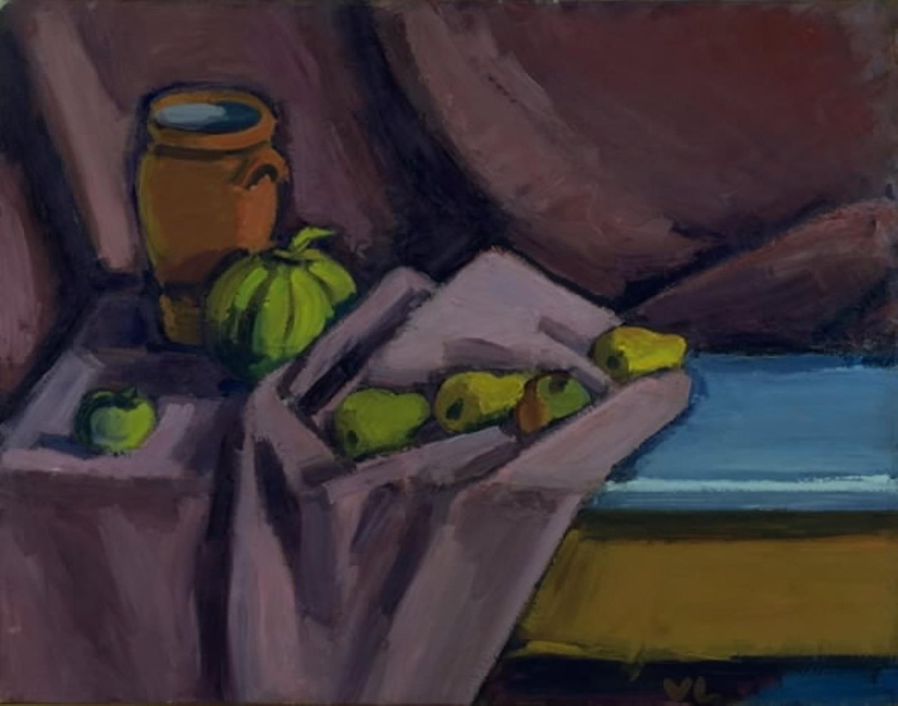 Stilleven met een kruik en fruit door Vilhelm Lundstrøm