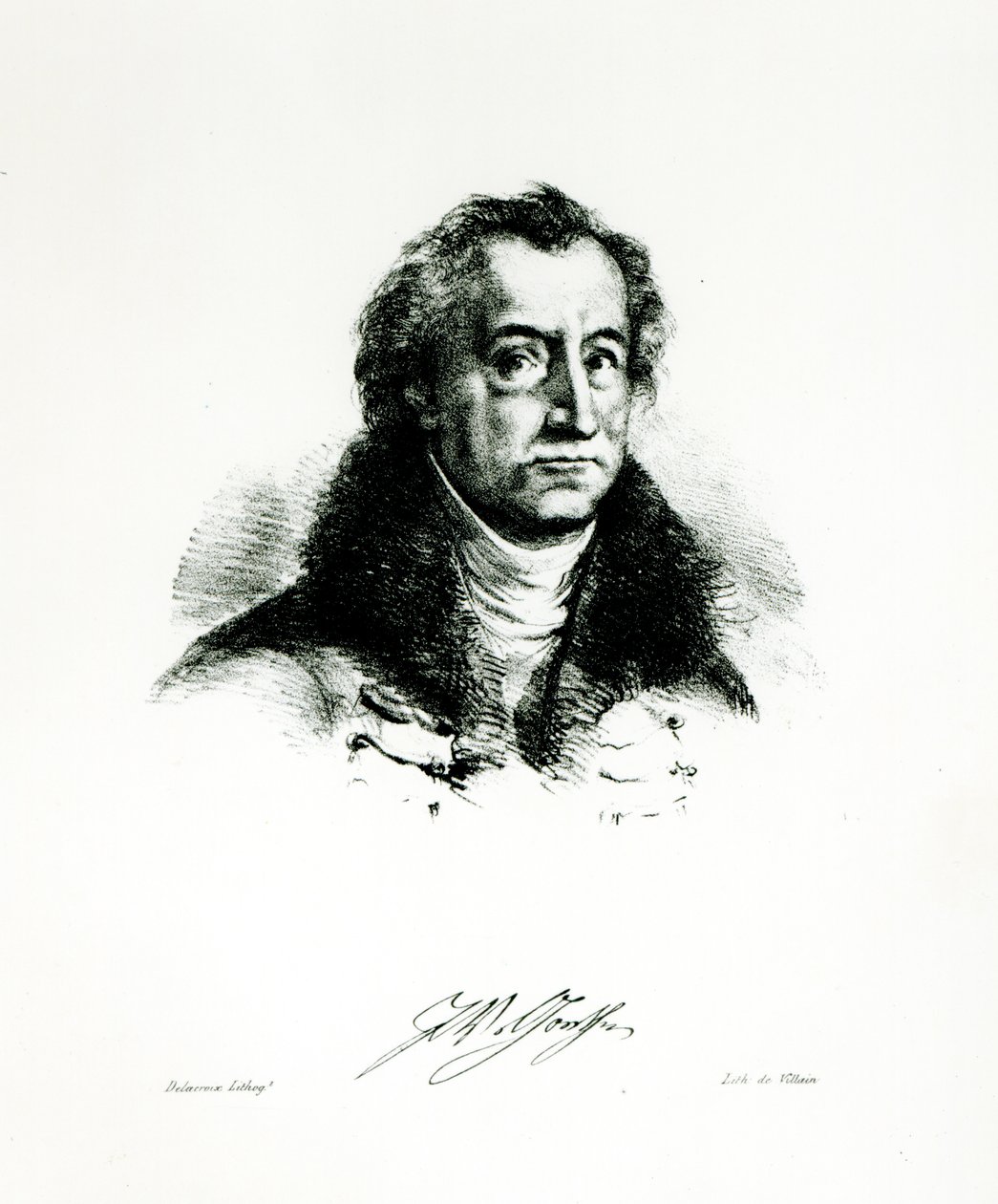 Johann Wolfgang Goethe (1749-1831) gegraveerd door Delacroix door Villain