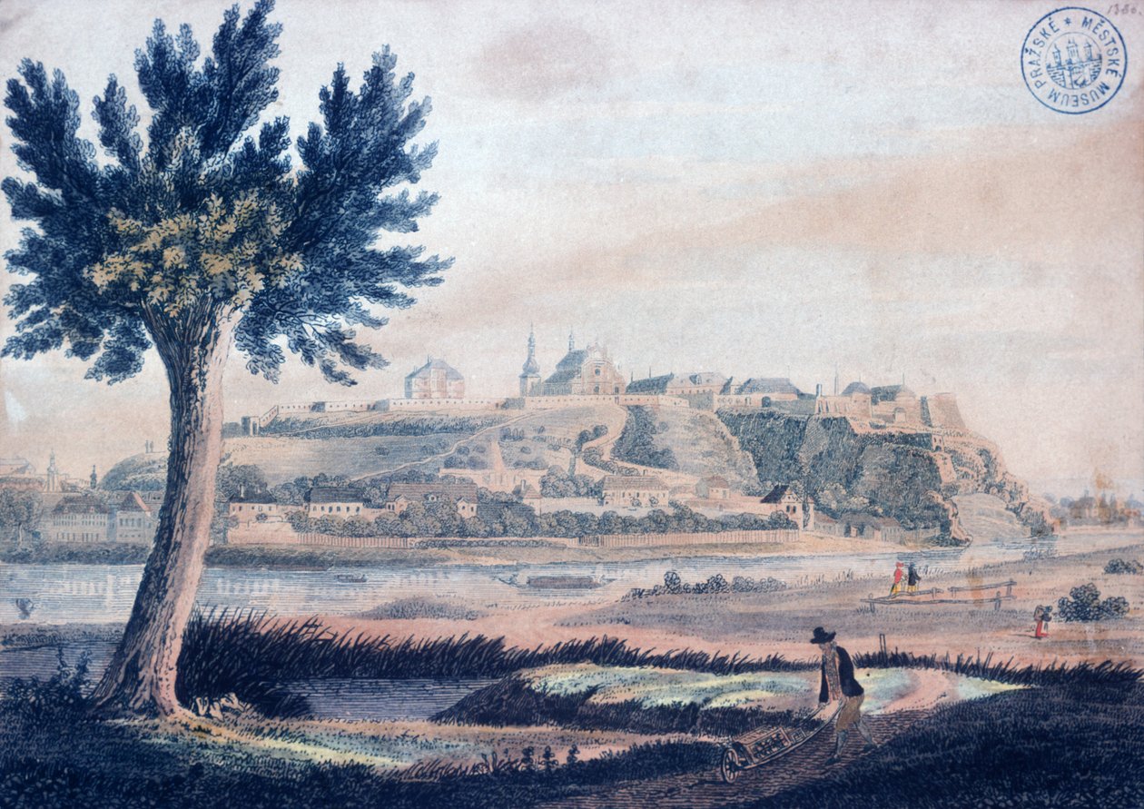 Uitzicht op Vysehrad door Vincenc Morstadt