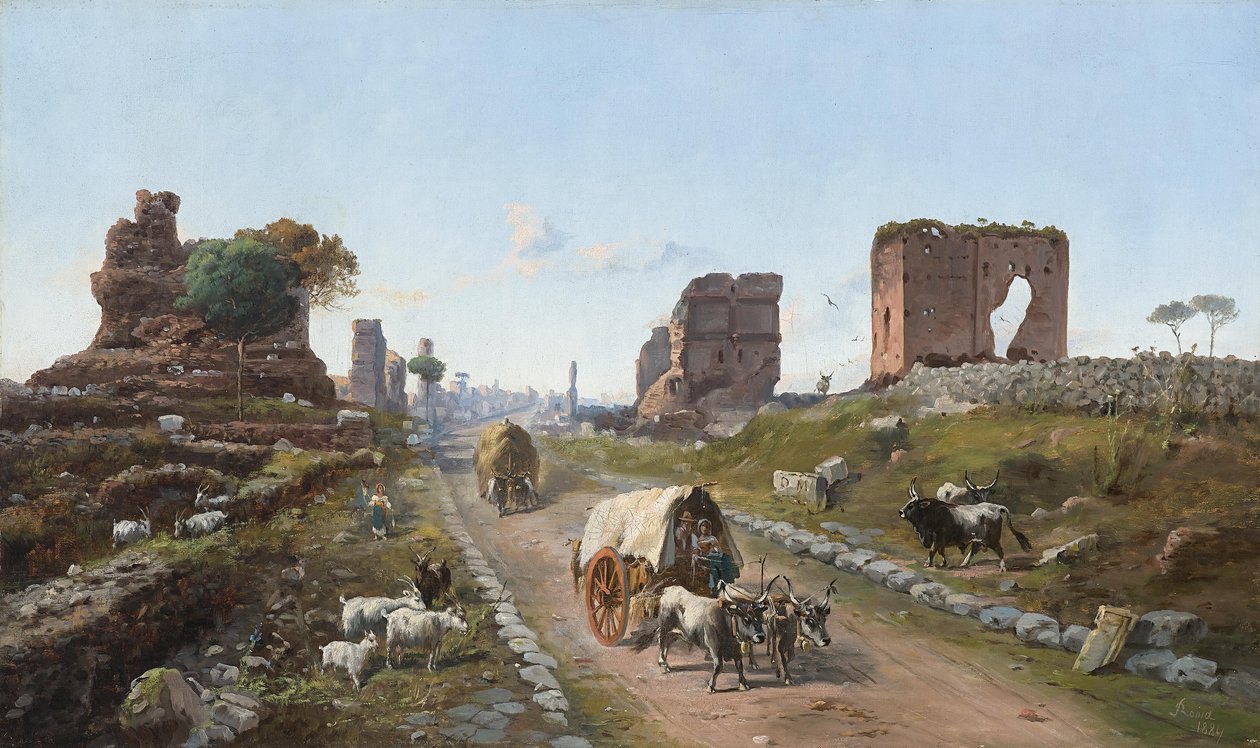 Via Appia ter hoogte van Quarto Miglio door Vincenco Giovannini