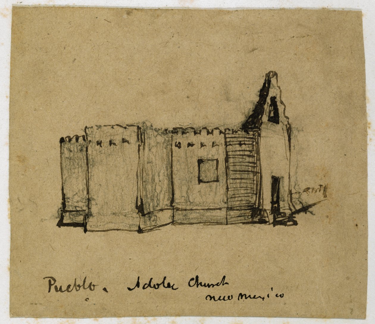 Pueblo, Adobe Kerk, New Mexico, 1869-71 door Vincent Colyer