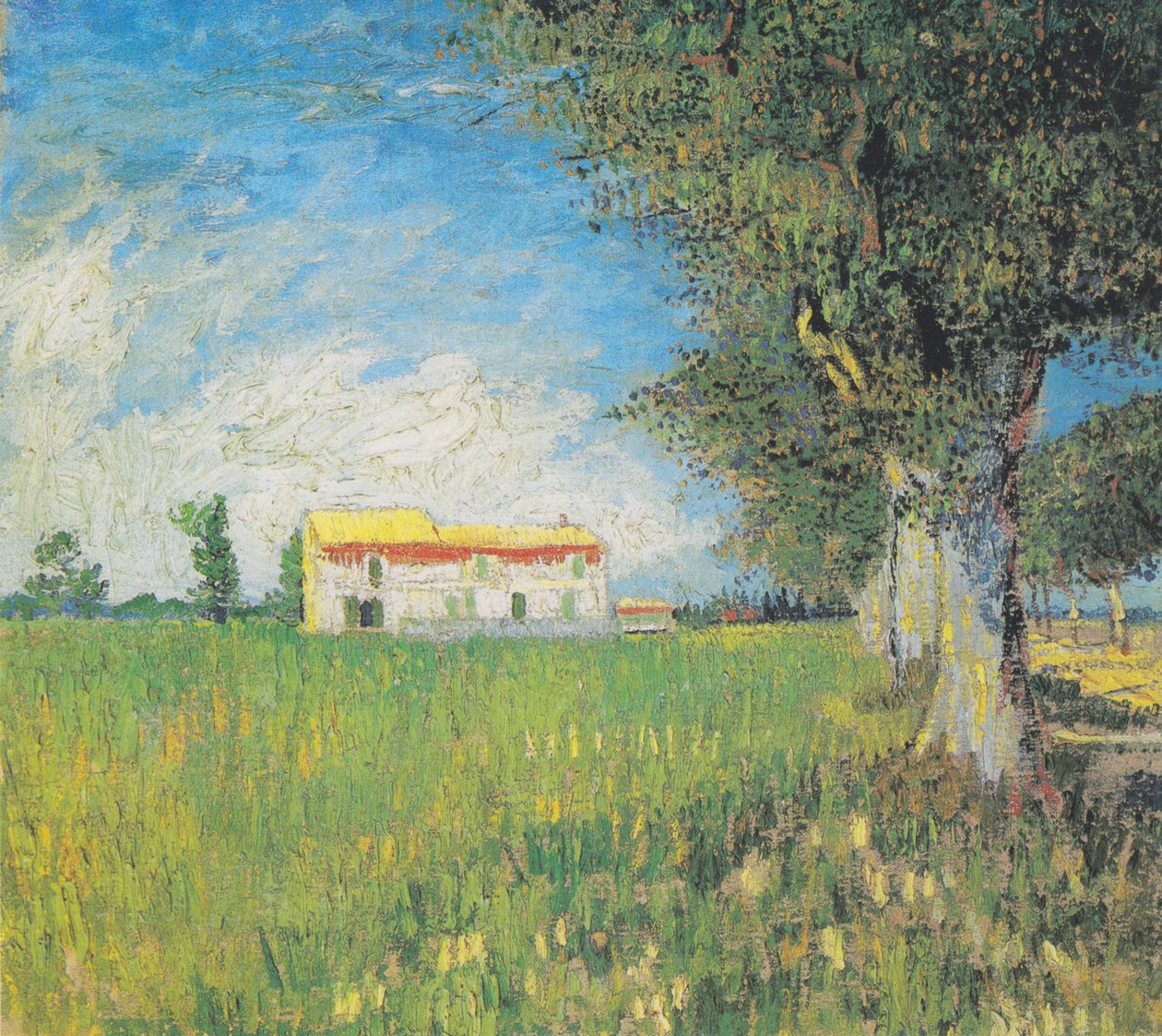 Boerderij in een tarweveld door Vincent van Gogh