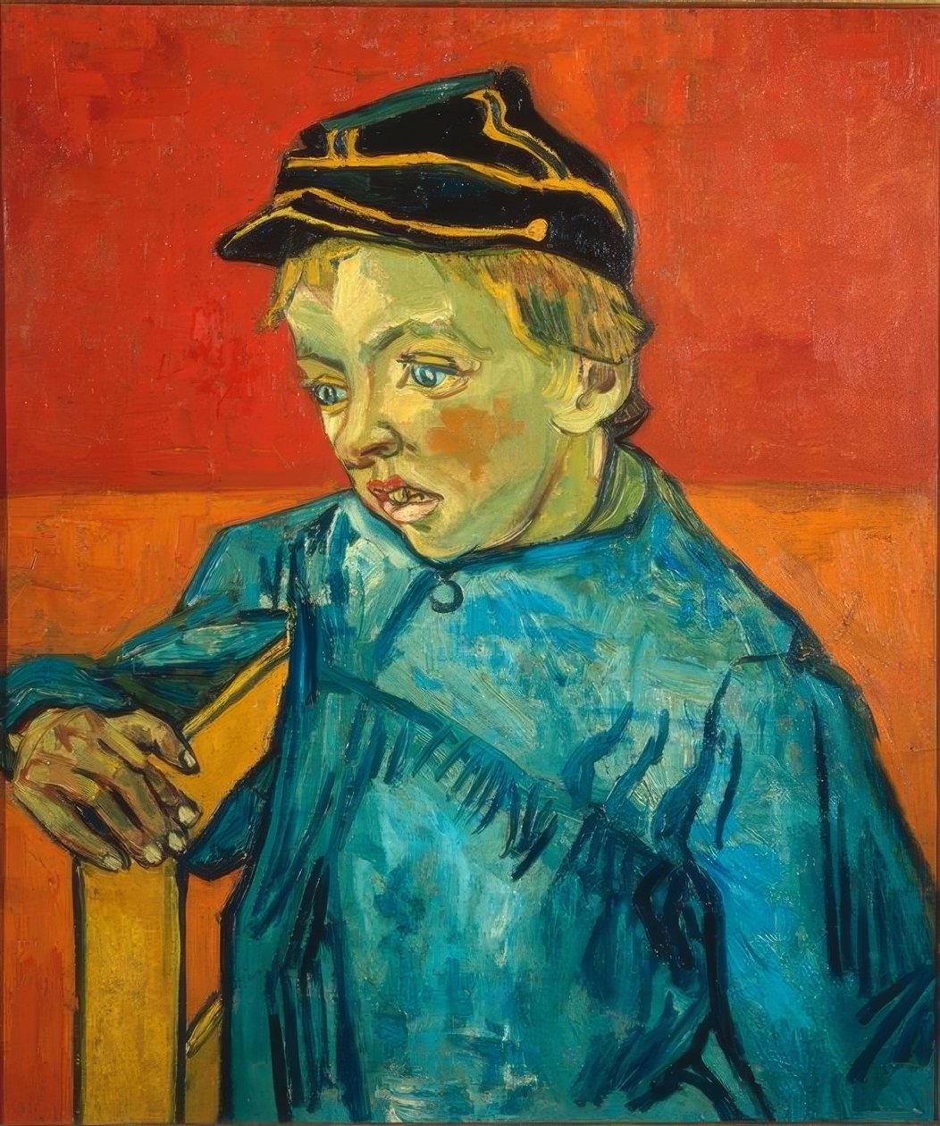 Portret van Camille Roulin als leerling door Vincent van Gogh