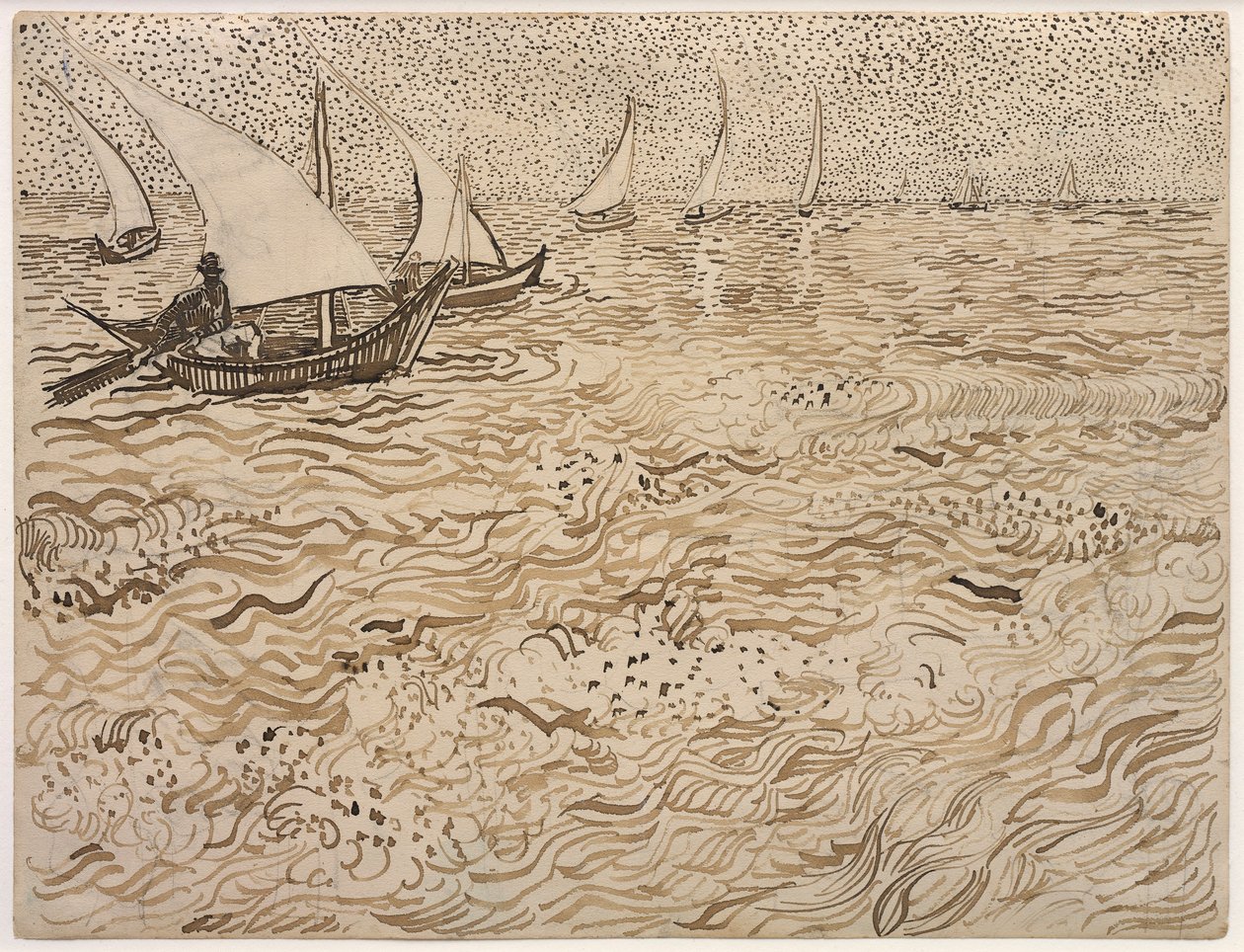 Boten in Saintes-Maries door Vincent van Gogh