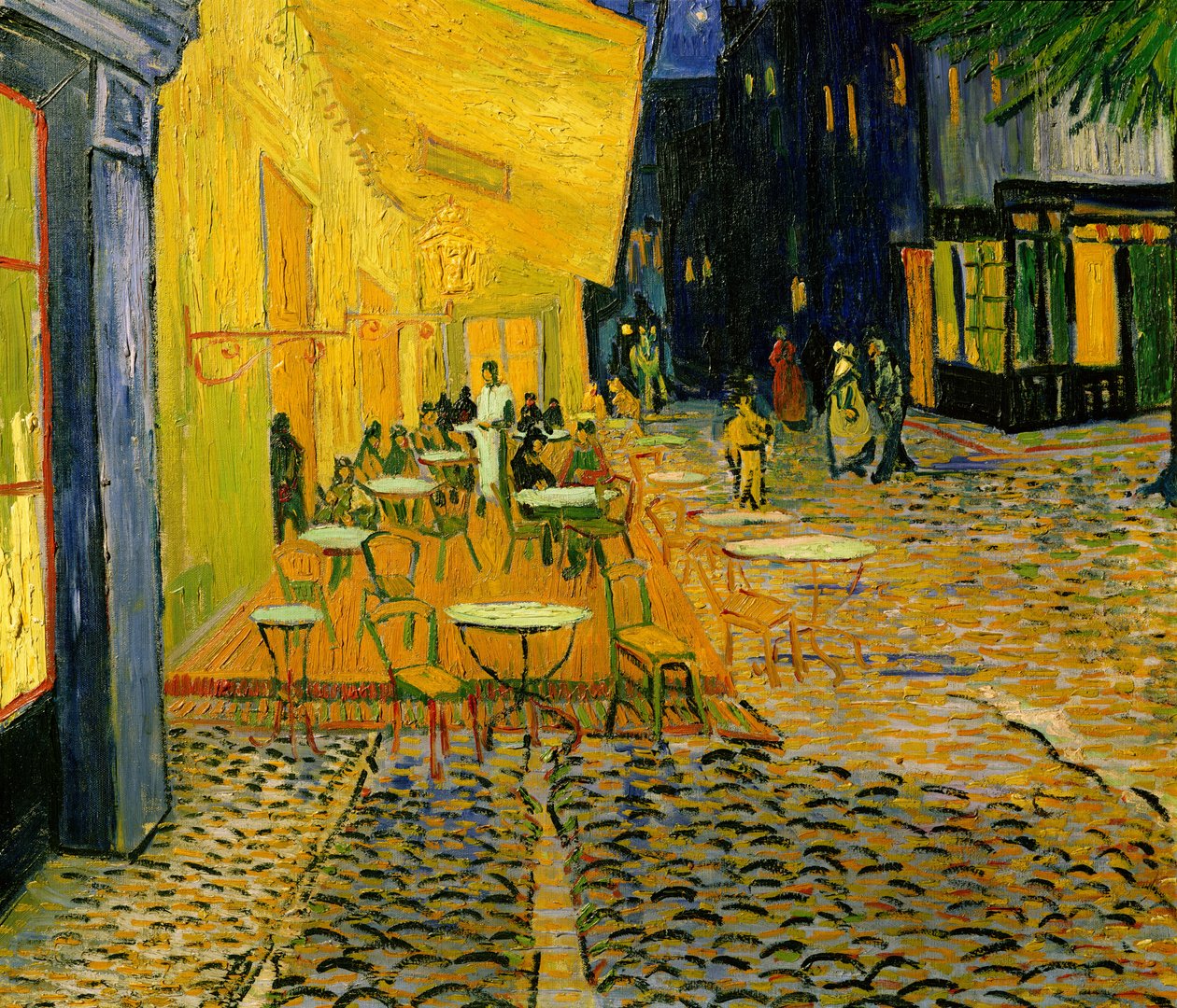 Caféterras, Place du Forum, Arles (detail) door Vincent van Gogh