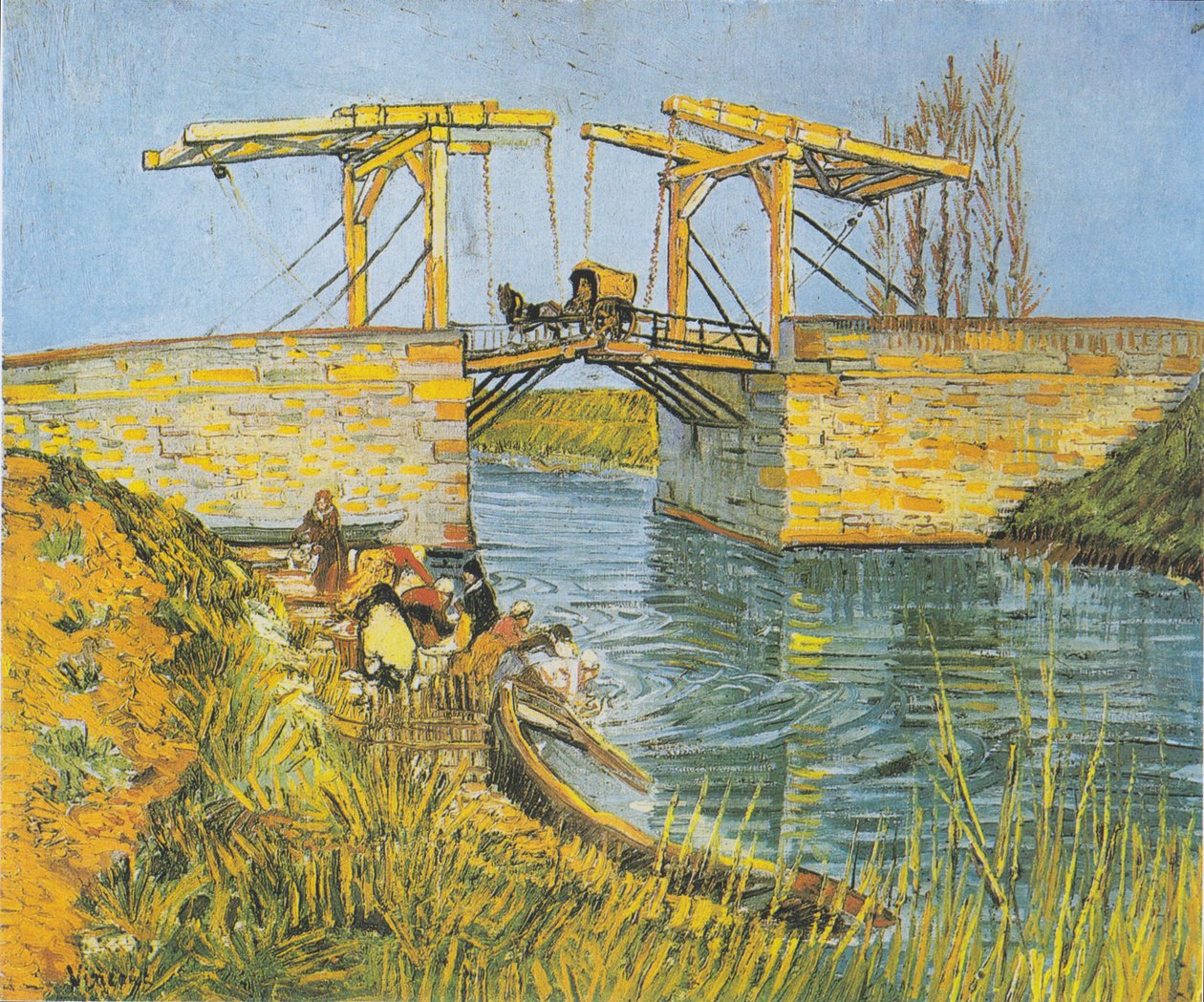 De brug van Langlois in Arles met wasvrouwen door Vincent van Gogh