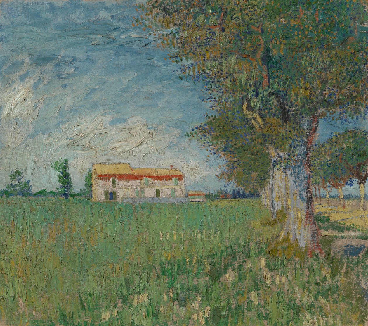 Boerderij in een tarweveld door Vincent van Gogh