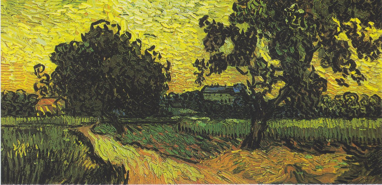 Landschap met kasteel Auvers bij zonsondergang door Vincent van Gogh