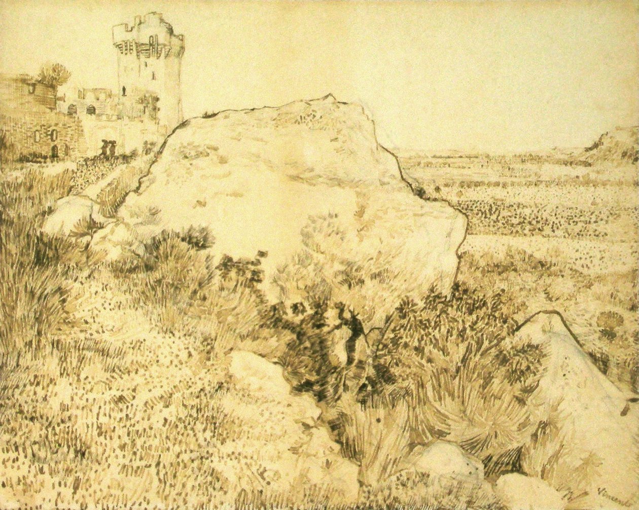 Rots en ruïnes door Vincent van Gogh